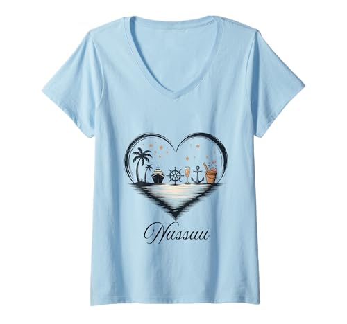 Womens Girls Trip Cruise Vacation Travel Nassau V-Neck T-Shirt