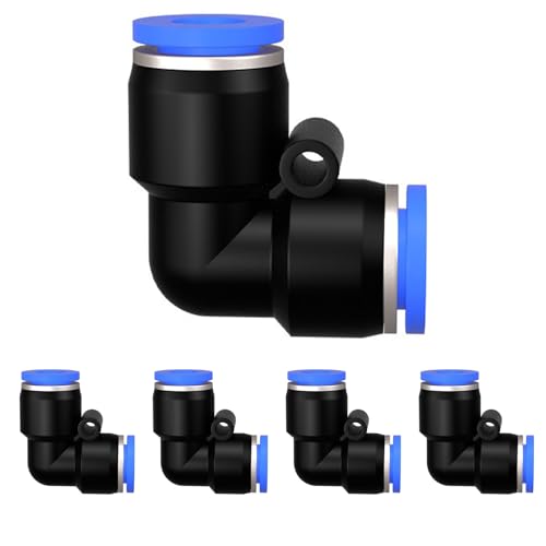 5 conectores pneus de ângulo de 90 graus de 10 mm, fixação rápida, adaptadores de linha de ar PV, adaptador Push to Connect, acessórios de desbloqueio rápido (5, PV-10 mm)