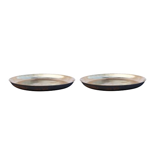 De Kulture Ayurveda Pure Kansa Bronze Platters For Dessert, Biryani, Ramen, Noodle & Pasta Serving (Set Of 2), 6.5 X 0.75 (Dh) Inches #TOP1