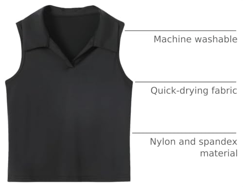 Image of Girls Sleeveless Polo Shirts, Kids V Neck Golf Shirts Blouses, Quick Dry Athletic Girls Tennis Tank Tops, Size 5-14