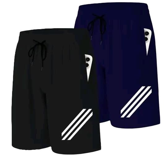 Men Boys Breathable Boxer Shorts for Gym Training Running Jogging Active Lifestyle Pack of 2 Black-Navy S-image-4