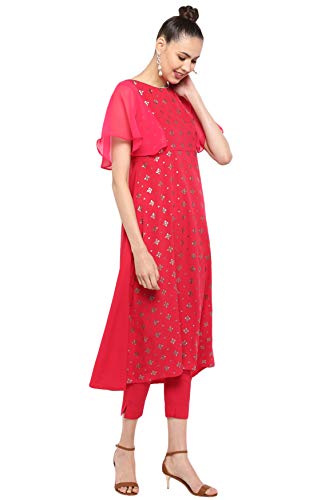 Image of Janasya Women's Poly Crepe A-Line Kurta With Pant