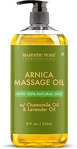 MAJESTIC PURE Huile de massage à l'arnica - Pour la massothérapie - Huiles naturelles rafraîchissantes et relaxantes aux huiles essentielles de lavande et...