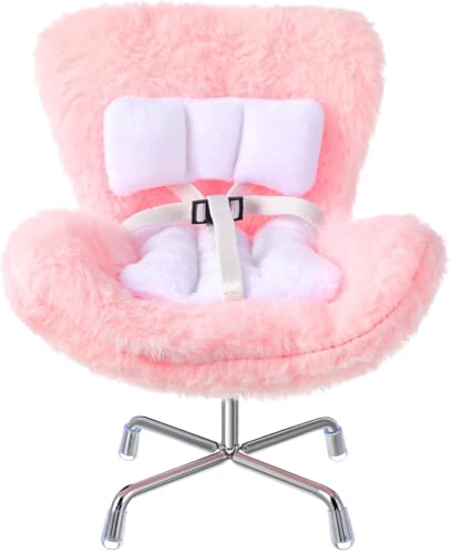 NUJOLI La-bubu Car Seat with Soft Furry Cushion for 10-17cm Dolls, La-bubu Accessories, Car Air Vent Decor, Includes Seat Leg for Desktop Display