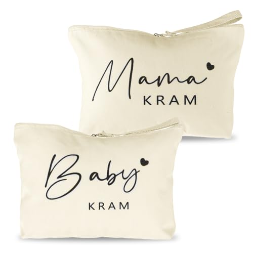 Bewudy 2 Stück Kosmetiktasche Bag Mama Baby, Geschenke für Werdende Mütter Mom Bag mit Reißverschluss Mutter Beutel Babyparty Geschenke Mama Geschen für Schwangere