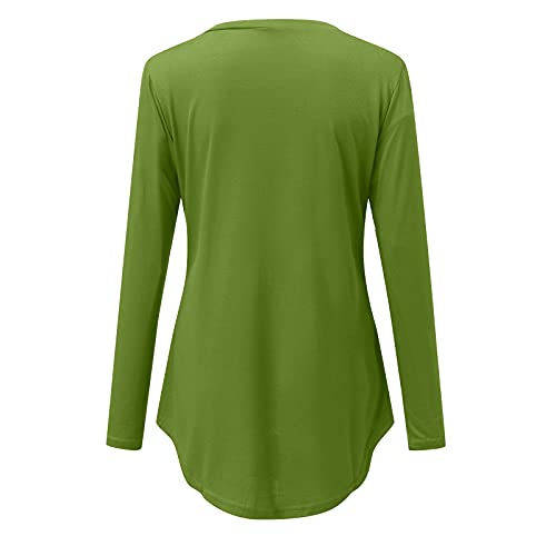 Camisas sociais para mulheres blusa feminina moda top meninas camisas manga longa, Verde, G