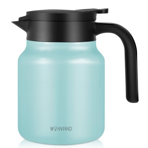 WYHVAND 1L Thermal Coffee Jug, Double Walled Stainless Steel Vacuum Insulated Carafe/Flask, Leakproof Lid for Tea & Hot/Cold Beverages, Blue