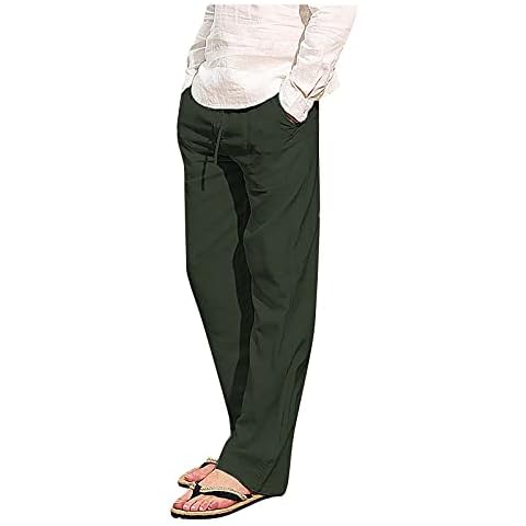 Mens Linen Shorts with Elastic Waist Cover