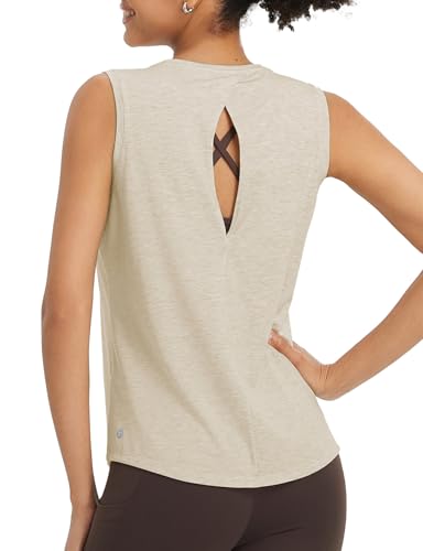 baleaf Women's Workout Tank Tops Racerback Open Back Yoga Top Sleeveless Running Shirts Loose Fit Athletic Gym Sports