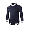 Generisch Baseball Jacket Men's Stand-Up Collar Fleece Jacket College Varsity Sports Jacket Plain Button Down Transition Jacket Sporty Breathable Cardigan Casual Elegant Baseball Jacket, navy, L #1