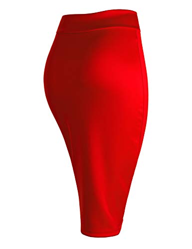 Mbj Wb700 Womens Scuba Midi Skirt L Red #TOP2