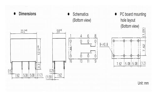 Relé HTD2-DC5V-SHG de 8 pines para solucionar interferencias y proteger circuitos PCB 2