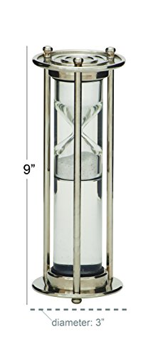 Deco 79 Brass Timer With Water Tube, 3" X 3" X 9", Silver #TOP5