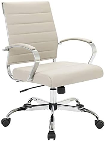 LeisureMod Benmar Modern Mid-Back Adjustable Swivel Leather Office Chair (Tan)