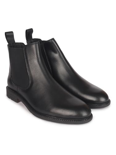 Image of Carlton London Men's Premium Leather Slip-On Solid Chelsea Boots