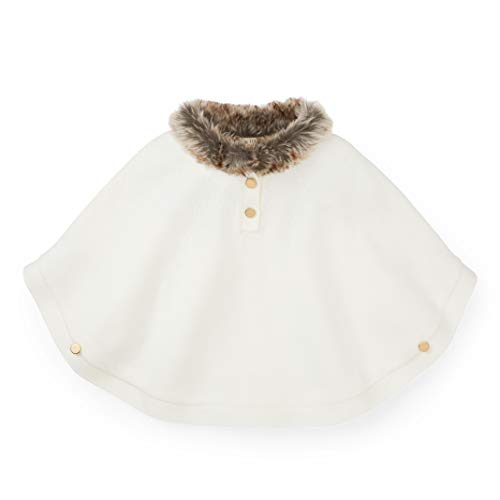 Hope & Henry Girls White Sweater Cape With Faux Fur Collar #TOP11