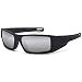 GAMMA RAY Polarized Wrap Around Sports Sunglasses with Shatterproof Nylon Frame - Black Frame Silver Mirror Lens