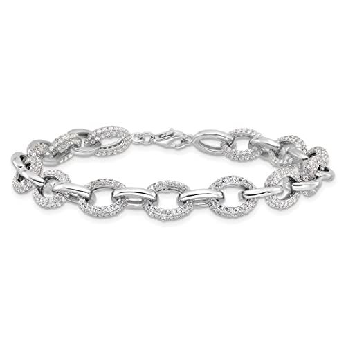 5.25Mm 925 Sterling Silver Rhodium Plated Micro Pave Cz Cubic Zirconia Simulated Diamond Rolo Link Bracelet 7.5 Inch Jewelry Gifts For Women #TOP3