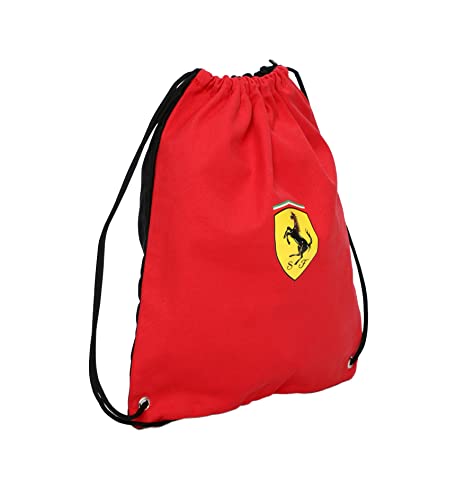 KIANO Ferrari Sac à Dos | Sac d'entraînement | Cordes épaisses | Fermeture Solide | Taille: Universelle | Matériel: Toile | Backpack Bag | Couleur: Rouge et Noir Cover