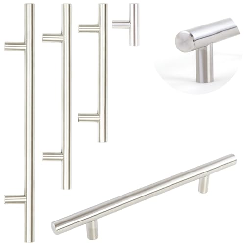 Dihl Pack of 10 Modern Silver 128mm Centre-to-Centre T-Bar Kitchen Handle, 200mm Overall Length - Image 2