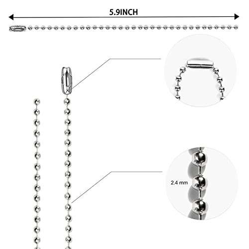 230 Pcs Ball Bead Chain Necklace Bulk,1/10 Inch Ball Chain Clasp Connector Metal Bead Dog Tag Necklace Chains Keychains Copper Adjustable Small Steel Chain For Jewelry Making Supplies, Silver #TOP1