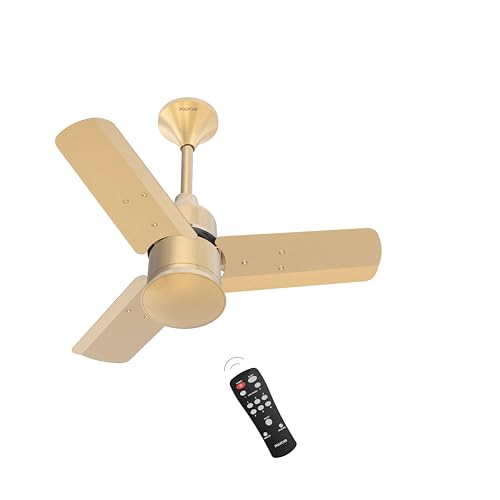 Polycab Silencio Mini 600mm 5-Star BLDC, Remote Ceiling fan for home | 55% Energy Saving, 100% Copper, High Speed, 25 Speed Setting, Reversable & Timer | 4-yr Warranty【Birkin Gold】