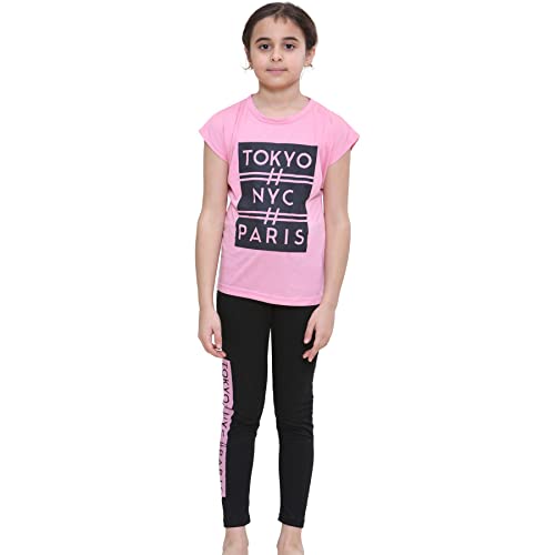 T-shirt rose et legging fille idéal pour l'école et le sport