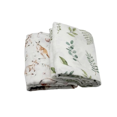 Image of Muslin Swaddle Blanket, 100% Viscose Made from Bamboo Muslin Swaddle Blankets for Boys and Girls, Baby Receiving Swaddles, Unisex Receiving Blanket Newborn Gifts (Eucalyptus Leaves)