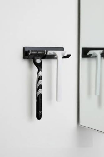 Yapışkanlı Tıraş Bıçağı ve 2 Jilet için Tıraş Bıçaklık, 2'li Jiletlik Banyo Organizer, Siyah