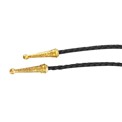 Image of Daisy Del Sol Gemstone Bolo Tie Braided Vegan Faux Leather Natural Stone Gold Handmade Necklace Adjustable Boho Western Jewelry