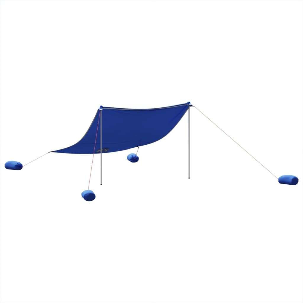 Strandmarkise, blau, 304 x 300 cm, mit Sandankern | Polyester, LSF 40+, leicht und faltbar, inklusive Transporttasche, für Camping und Garten