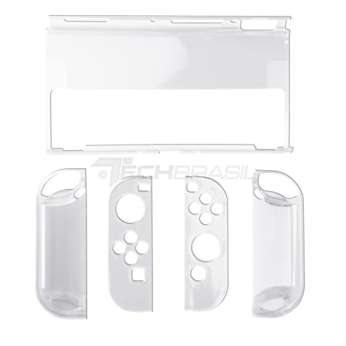 Capa Protetora Dock Flip Case Para Nintendo Switch Oled Joy-con Removível Transparente Branca