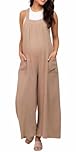 FEOYA Pregnancy Wide Leg Jumpsuit Maternity Baggy Loose Dungarees Casual Overalls Rompers Long Pants Khaki XL