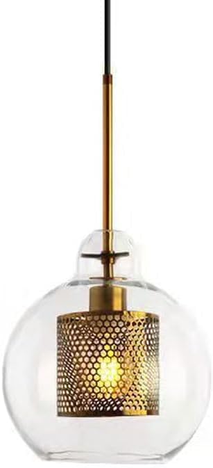 Suspension luminaire en verre transparent et métal rond pour plafond style personnalisé
