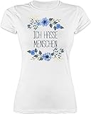 Shirt Damen - Sprüche Statement mit Spruch - Ich Hasse Menschen - M - Weiß - Tshirt mit ich Hasse Menschen - L191