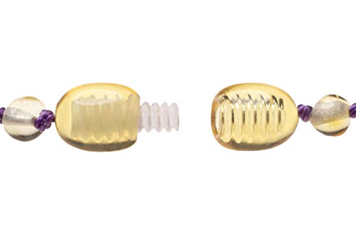 Genuine Amber Necklace From Baltic Sea Made With Polished Lemon and Violet Agate 45 cm (17.7 inches)4