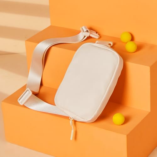 Telena Bauchtasche Damen Gürteltasche Herren, Sport Mode Hüfttaschen Frauen Brustbeutel Umhängetasche Crossbody Bag mit verstellbarem Riemen Beige