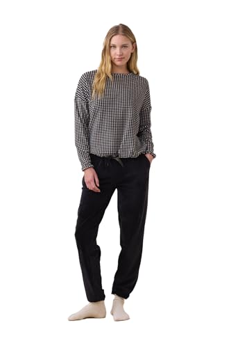 Noidinotte - Completo Donna ciniglia Felpata Articolo Pied-de-Poule. - L Nero