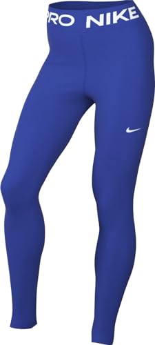 Nike Pro Leggings De Talle Medio con Paneles De Malla - Mujer, Hyper Royal/White, CZ9779-407, L