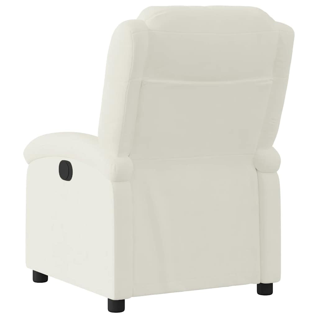 Fauteuil relax en velours crème avec fonction de couchage manuelle, réglable ergonomique, cadre en métal stable, rembourrage confortable, poche latérale, idéal pour le salon, le bureau, les