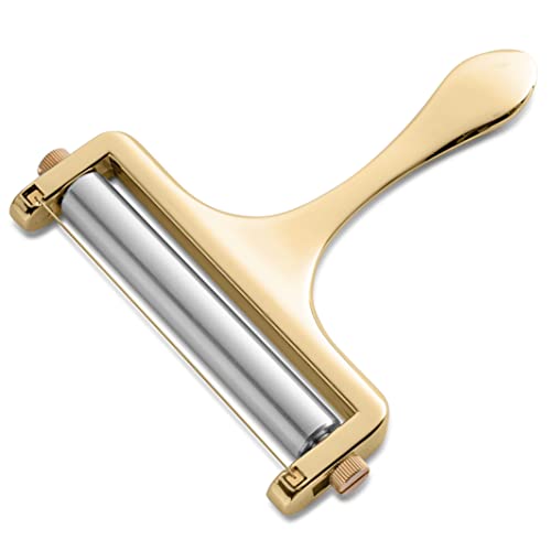 Image of Bellemain Stainless Steel Wire Cheese Slicer - Adjustable Cheese Cutter for Cheddar, Gruyere, Raclette, Mozzarella Cheese Block, Gold