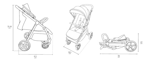 Miniatura 9 de Silla De Paseo Momi Clara A Partir De 6 Meses, Hasta 22 Kg De Peso Corporal, Arnés De Seguridad De 5 Puntos, Cubrepiernas, Portavasos, Cesta De Compra, Bolso, Mosquitera, Protector De Lluvia