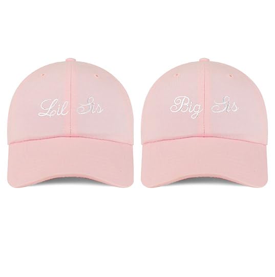 Trendy Apparel Shop Youth Size Lil Sis and Big Sis Embroidered Cotton 2 Pc Cap Set