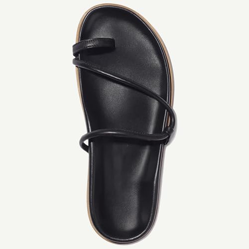 Strappy Flat Sandals for Women Toe Loop Soft Cushioned Footbed Open Toe Slip-on Slide Sandals Comfortable Summer Daily Shoes3