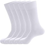 PUJANE Men's Dress Socks 5 Pairs Mens Cotton Calf Business Formal Soft Breathable Long Crew Casual Socks (White Size L)