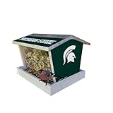 Fan Creations NCAA Michigan State Spartans Premium Wood Bird Feeder – Fully Assembled, Coastal Finish, Outdoor Decorative Feeder for Garden & Patio