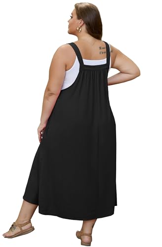 OLRIK Plus Size Casual Summer Dresses for Women Loose Fit A-Line Flowy Midi Dress with Pockets4