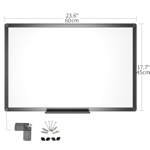 Image of VIZ-PRO Magnetic Whiteboard /Dry Erase Board with Black Aluminium Frame, 24 X 18 Inches, Includes 1 Eraser & 2 Markers & 4 Magnets
