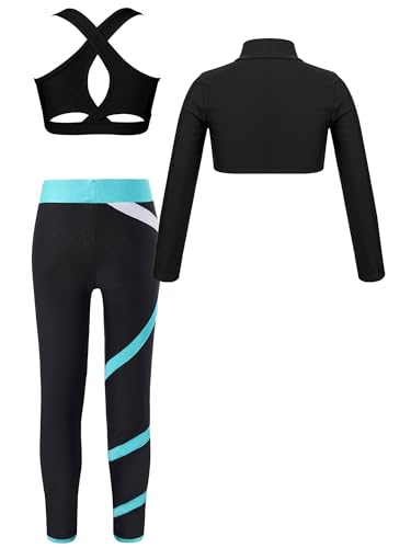 Kids Teen Girls Sport Dance Outfit Crop Tank Tops T-Shirts with Leggings Set Workout Running Activewear2