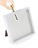 8'x8' Shadow Box Display Frame with Slot,Top Loading Adventure Archive Case, MDF & Acrylic Panel, for DIY 3D Travel Memories Tickets Pictures Dry Flowers Awards Medals Piggy Bank, White